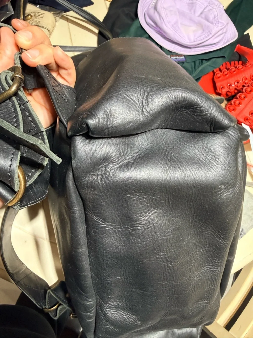 Classic Black Leather Men’s Backpack
